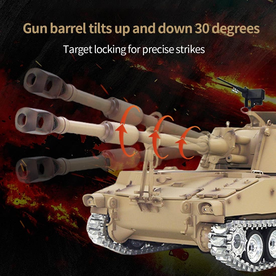 Czołg RC 1/16 dla dorosłych, 2,4 G M109A2 Granat zdalnie sterowany model czołgu ze światłami dźwiękowymi i kulkami bojowymi na podczerwień, model pojazdu RC dla entuzjastów wojskowych