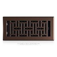 Decor Grates 4x10 Oriental Rubbed Bronze Floor Register - Adjustable Quiet Damper, Easy Drop-In Install for Home HVAC Vents (AJH410-RB)