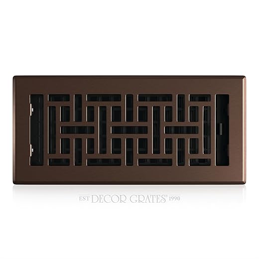 Decor Grates AJH410-RB Oriental Floor Register, 4x10 Inches, Rubbed Bronze Finish