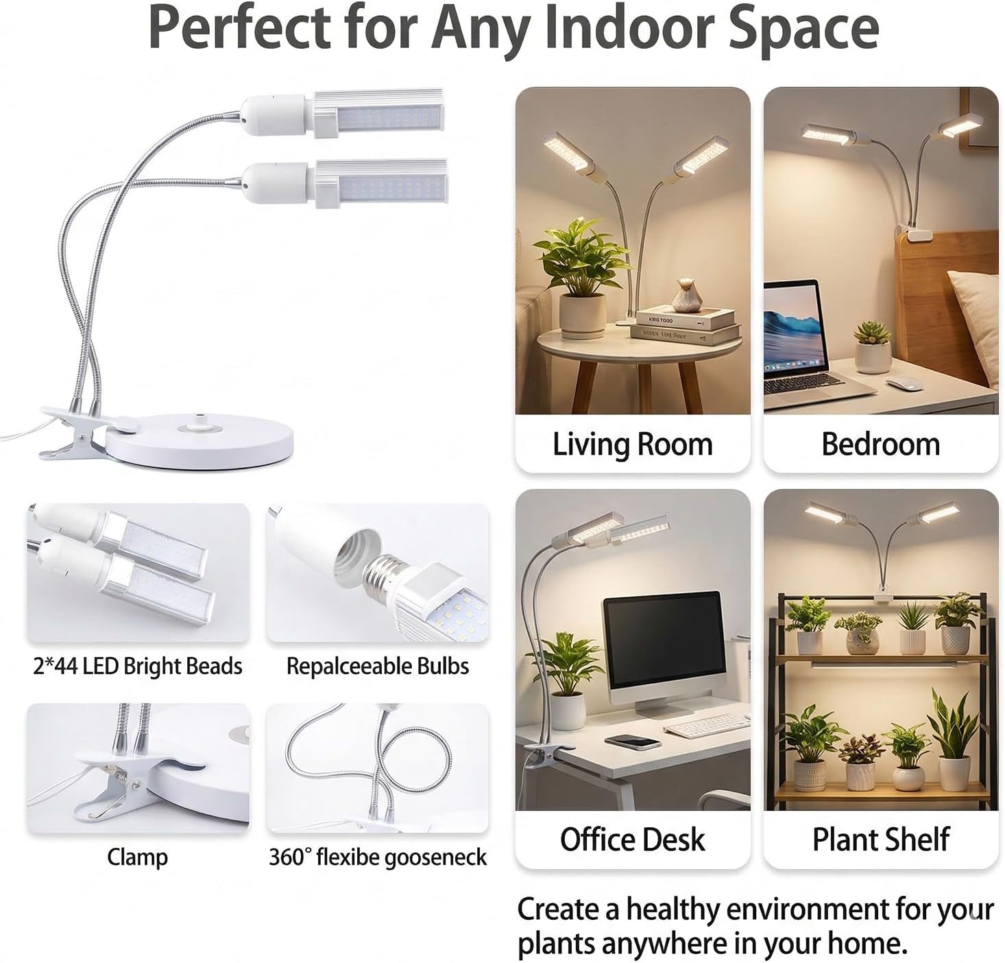 Smart LED Grow Lights for Indoor Plants - Real Time Sunlight Brightness Simulation, Full Spectrum Grow Light with 2-24 Hours Timer, Auto on/Off, Independent Control Dual Heads, Dimmable