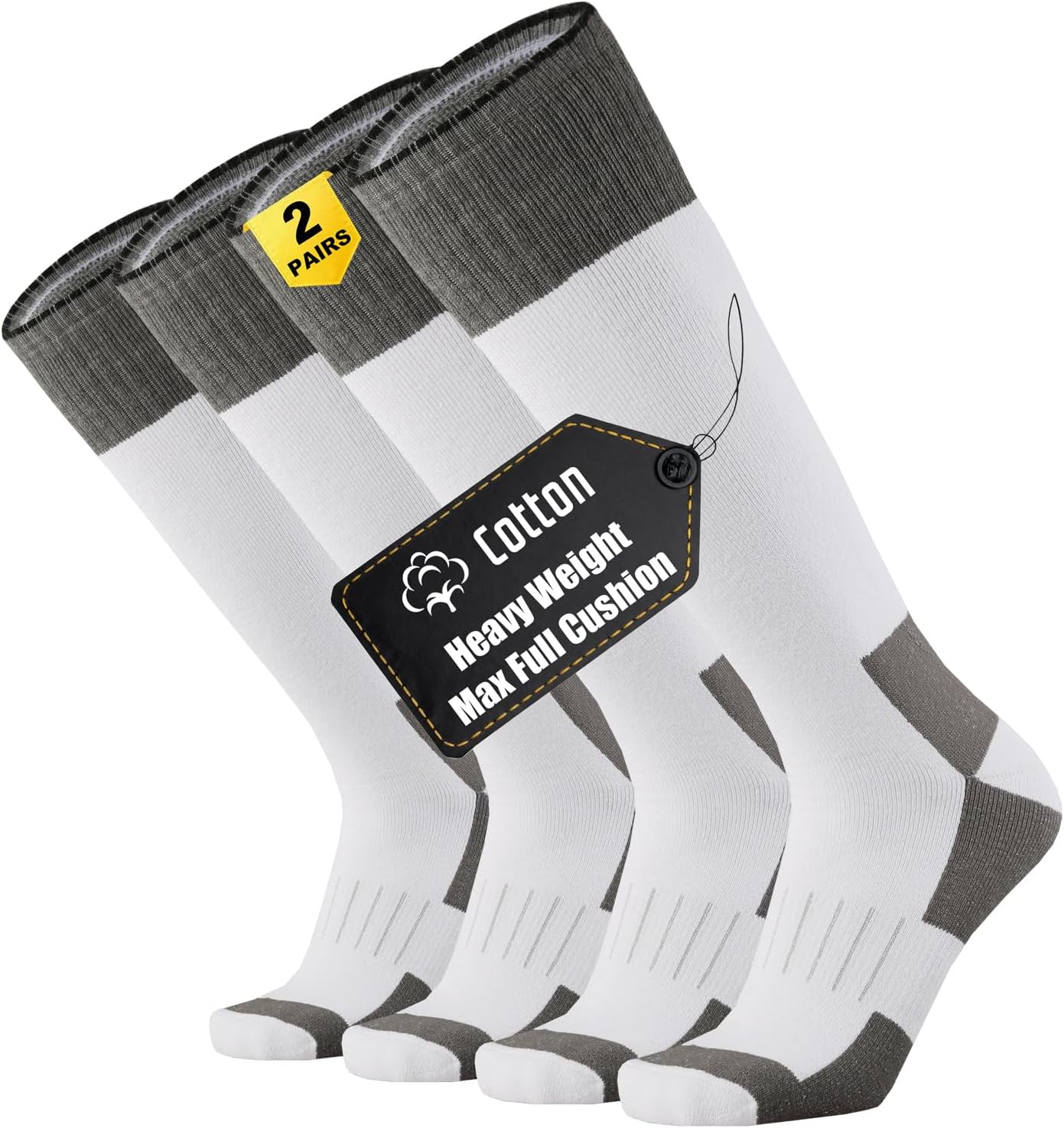 Max Full Cushion Knee High Socks for Men Work Boot Athletic Over the Calf Heavy Duty Tube Thick Durable Moisture Control