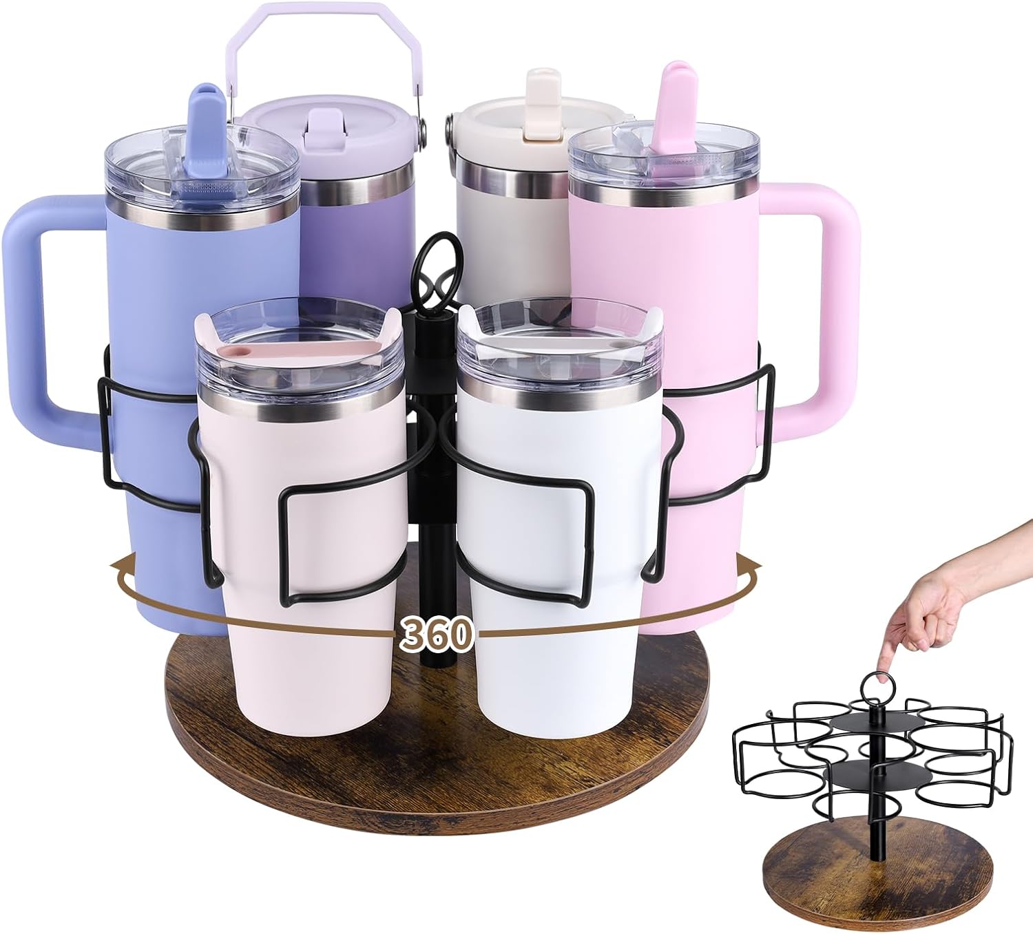 Tumbler Organizer for Stanley 40 oz/30 oz/20 oz, Water Bottle Organizer, Rotating Stanley Cup Holder for Cabinet Organizer, Easy to Install & Carry Stanley Cup Accessories