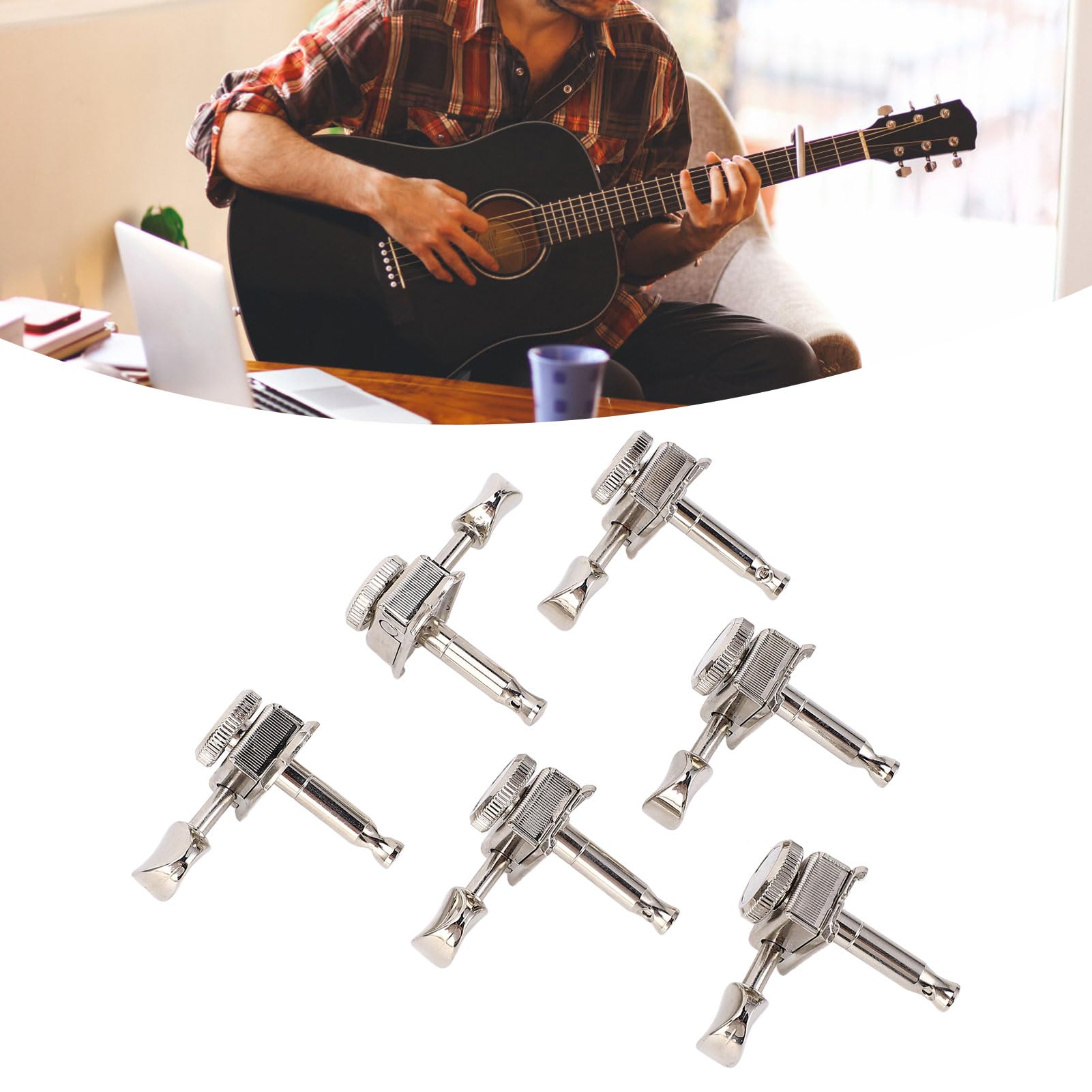 Cryfokt Juego de Afinador de Bloqueo Vintage con Estabilidad Mejorada para Guitarra Eléctrica Zurda, Kit de Llaves de Afinación de Metal para un Proceso de Afinación Suave
