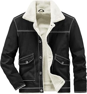 Men's Winter Jackets Fleece Winter Coat Long Lined Softshell Jacket Vintage Waterproof Men's Leisure Functional Jacket for Cycling Hiking Camping