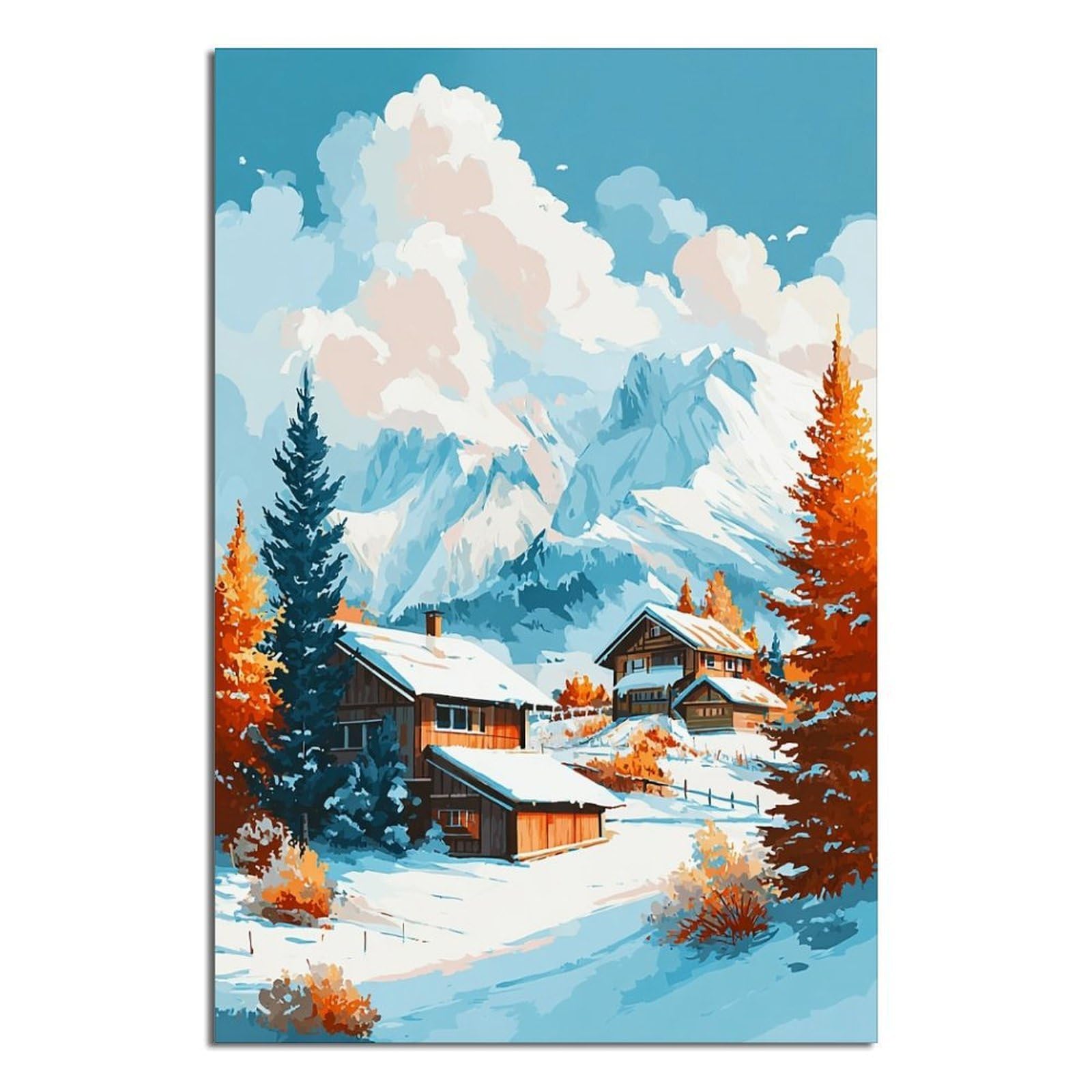 Meribel France Poster 20x30inch(50x75cm) Vintage Watercolor Canvas Art
