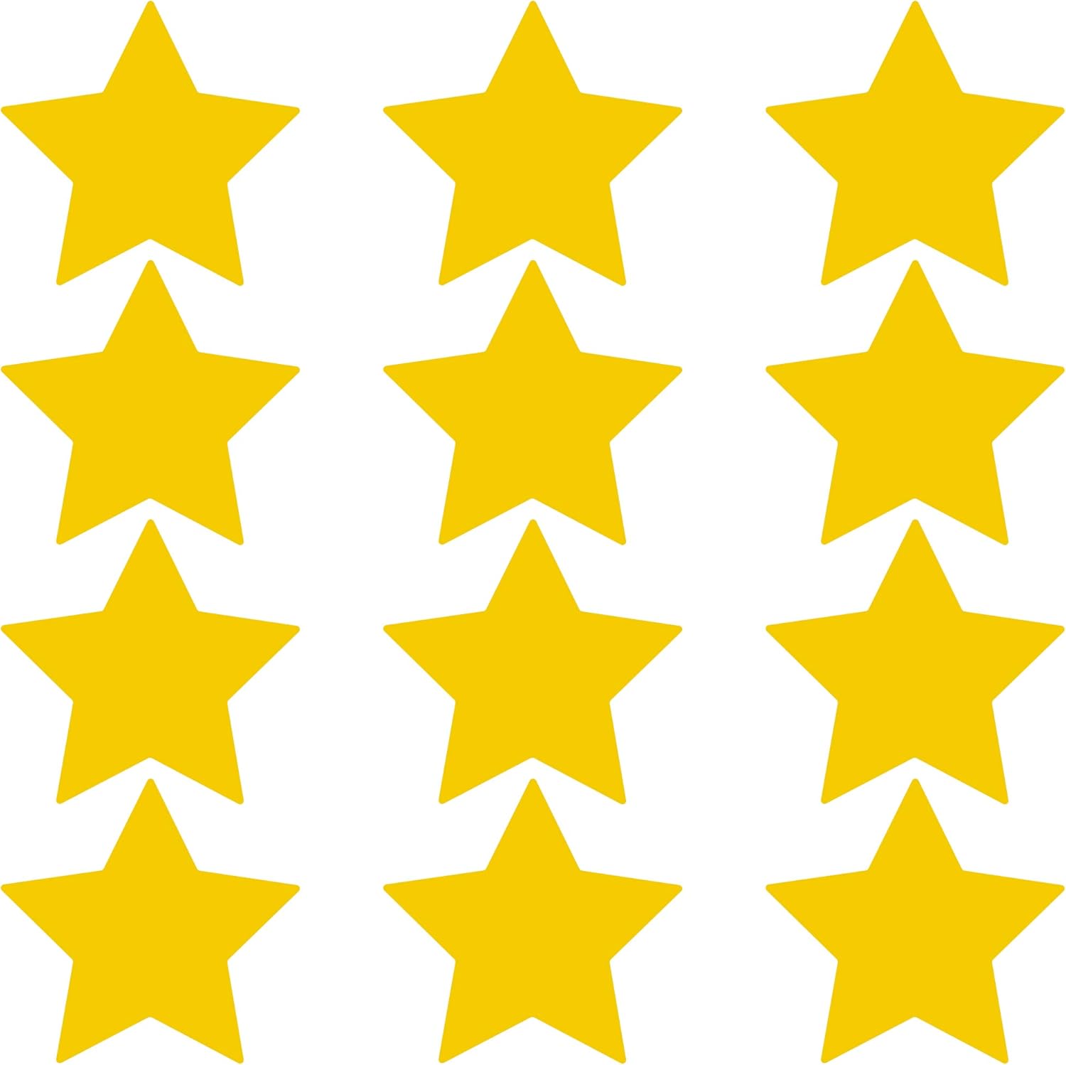 LiteMark Durable Gloss Finish Yellow 4 Inch Star Decal Stickers | Great for Floors, Ceilings, Walls, Laptops, and Most Smooth Surfaces | (Pack of 12 Stars)