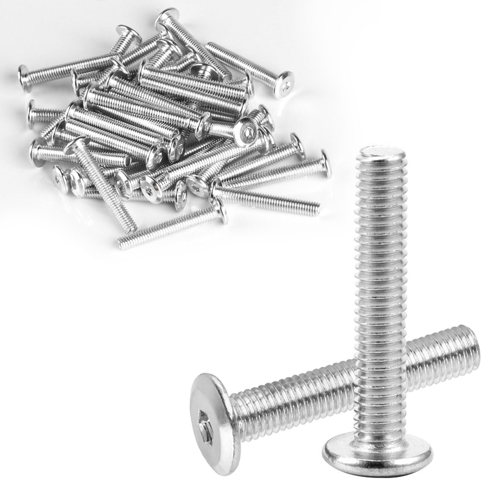 Set di 50 PzViti M6x40mm, Viti a Testa Piatta per Mobili, Bulloni a Testa Esagonale, Viti per Macchine Mobili in Legno, Lettini, Tavoli e Sedie