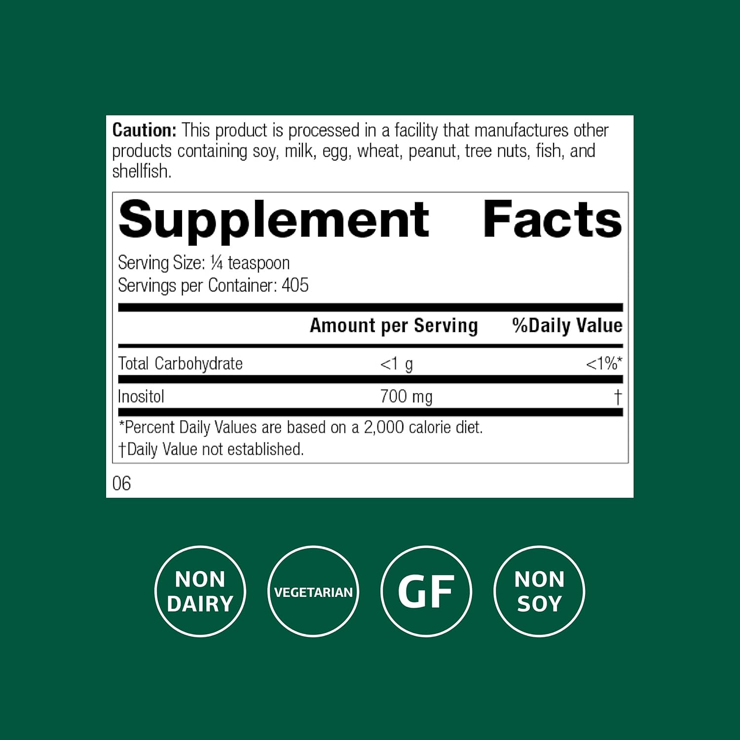 Standard Process Inositol Powder - Daily Heart Supplement for Cardiovascular & Nervous System Support - Gluten-Free, Non-Dairy & Non-Soy - 10 Ounces (405 Servings)