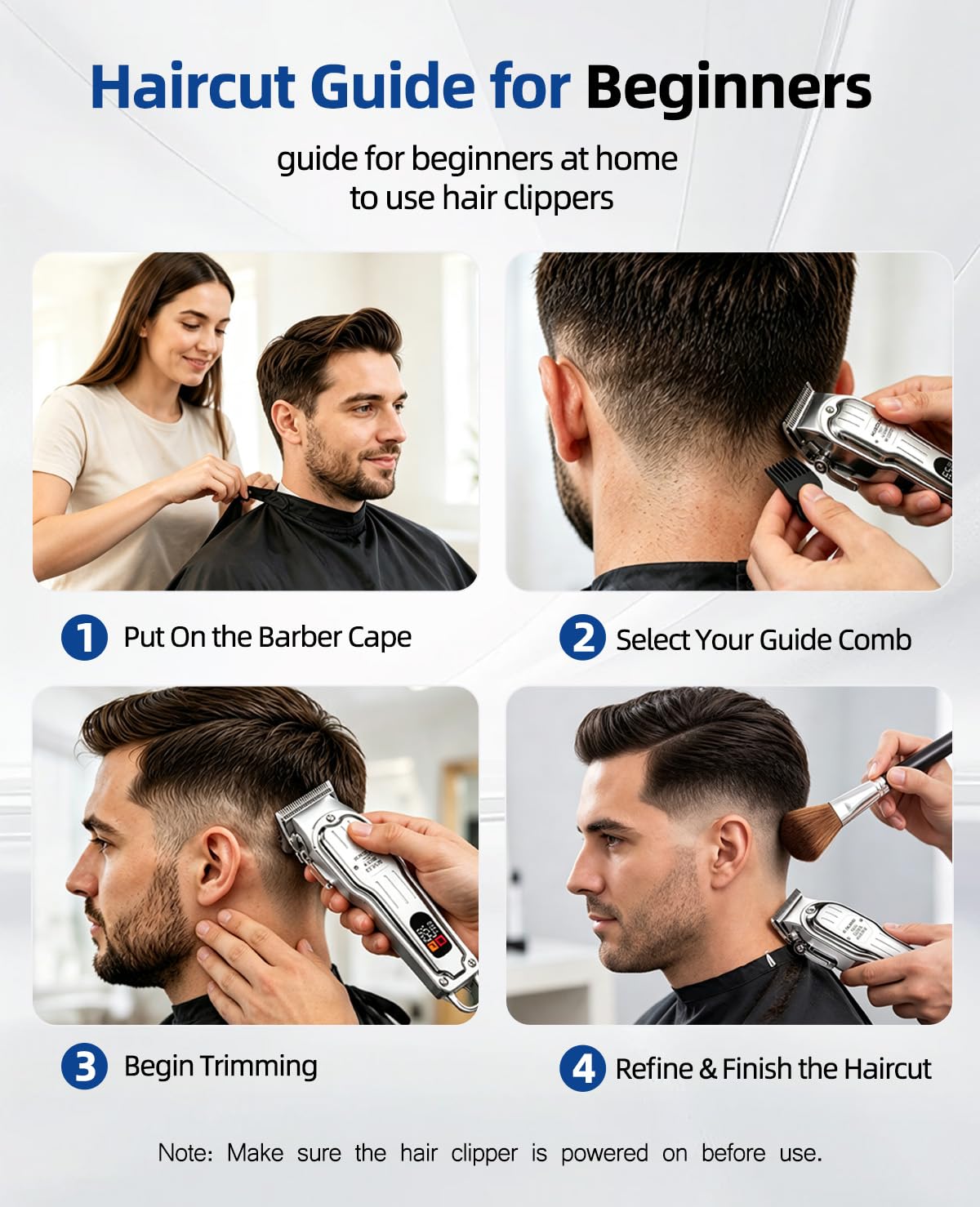 KIKIDO Cortapelos profesional inalámbrico para hombres, kit de corte de pelo con pantalla LCD inalámbrica, máquina de corte de pelo recargable para la familia (plateado)
