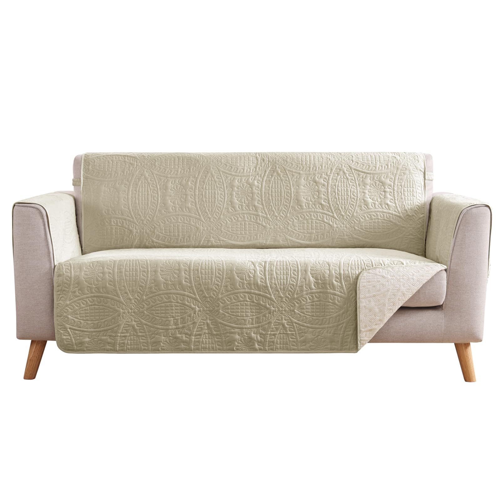 Camel Loveseat Covers 2 Cushion Couch, Water-Repellent Sofa Cover for Love Seat, Washable Quilted Couch Covers, Pet Friendly Sofa Slipcovers (Loveseat 56", Camel)
