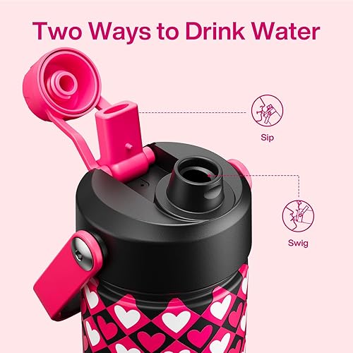 Miniatura 486 de ENCOOL Botella de agua aislada con popote, de acero inoxidable, a prueba de fugas, sin BPA, al vacío de doble pared que se mantiene fría durante 24