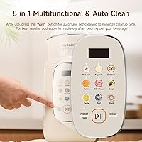 Vista 3 de Joydeem Máquina para fabricar leche de nueces, control de temperatura ajustable, 46oz almendra, soja, avena, licuadora de bebidas no lácteas a base