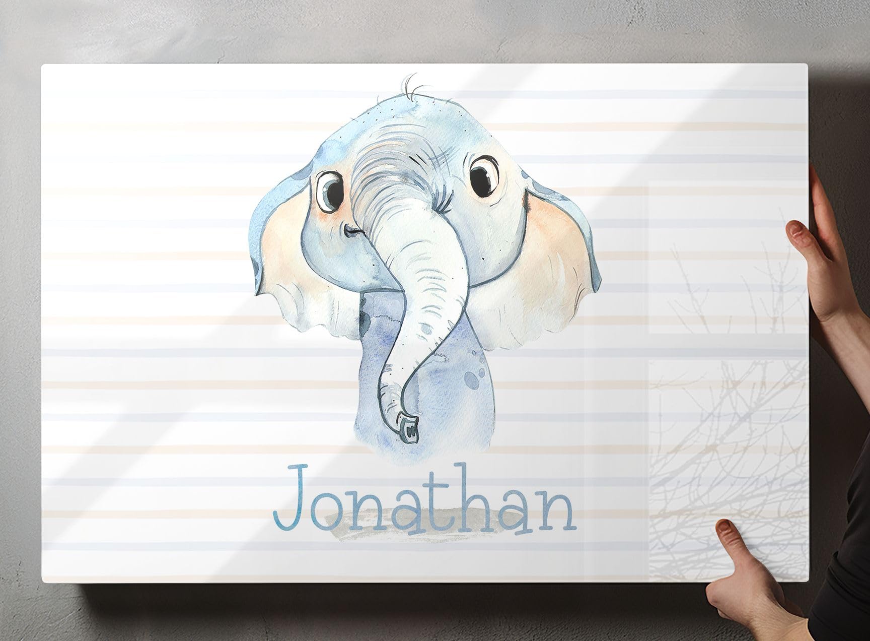 Schreibtischunterlage personalisiert mit Namen | wasserfeste Schreibunterlage, abwischbar, glatt | stabiles, hochwertiges Acrylglas, Kinder Kunststoff Tiere | 80x60cm 03- Elefant