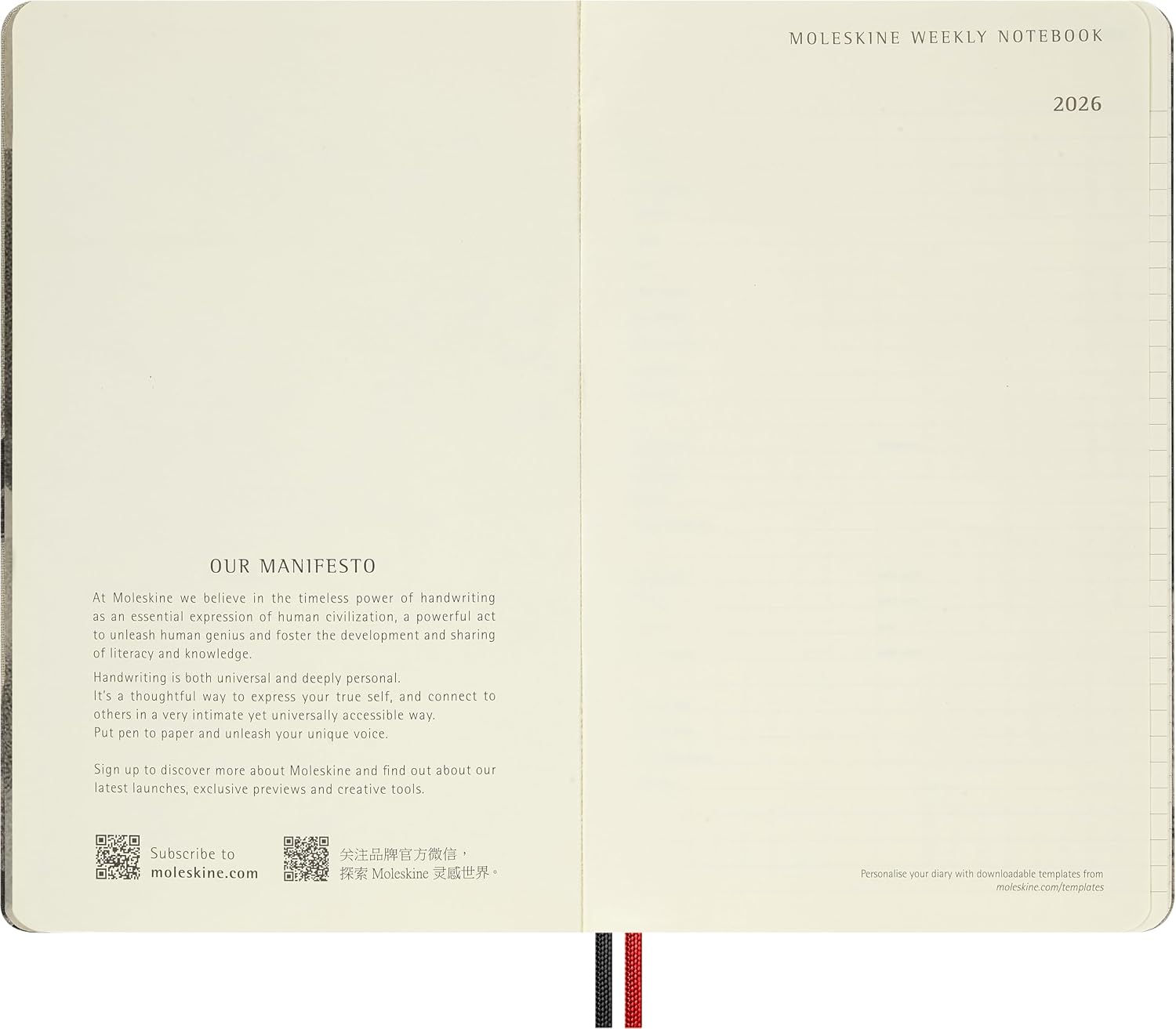 Moleskine Limited Edition Year of the Horse Calligraphy 12 Month 2026 Weekly Planner in Gift Box, Hard Cover, Large (5" x 8.25"), Light Grey, 144 pages