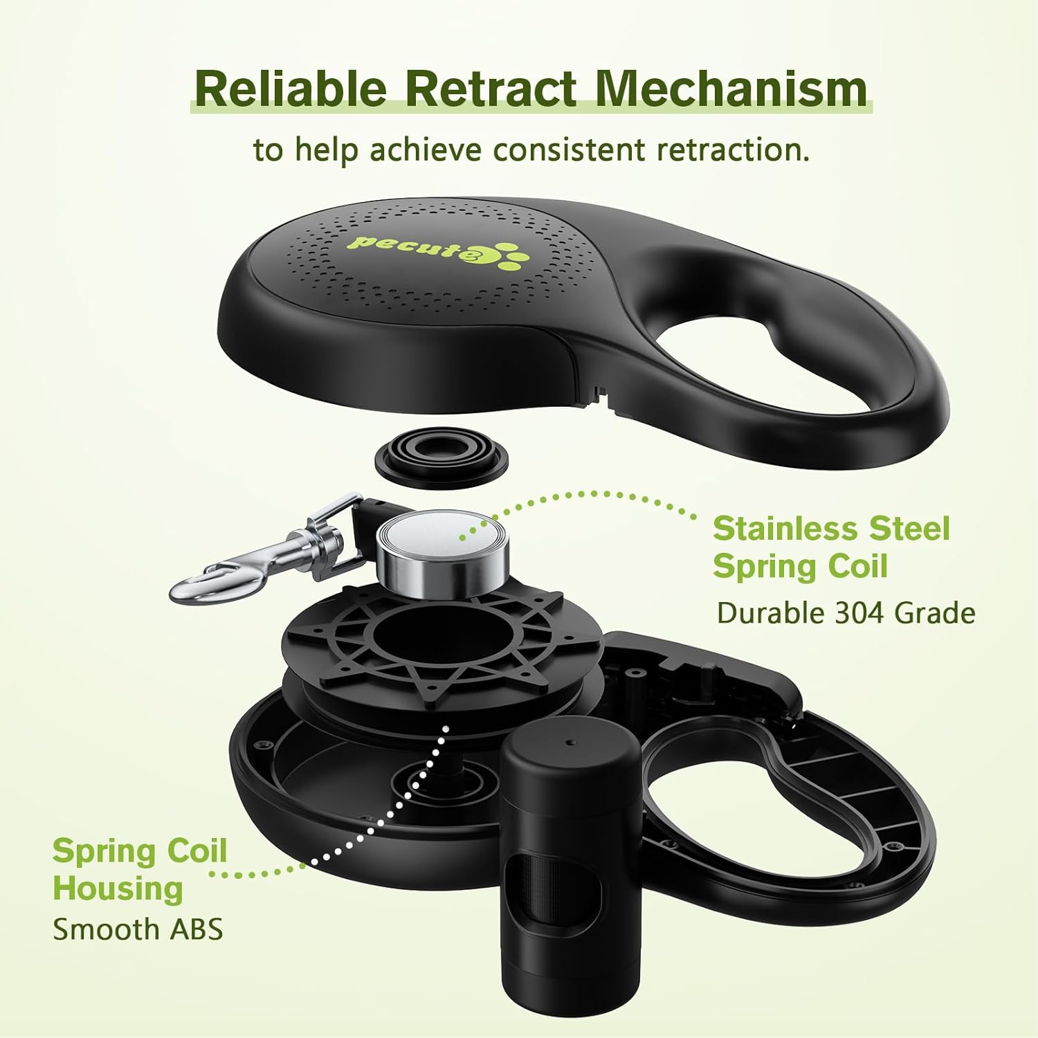 Retractable Dog Leash for Large Dog, 26ft Heavy Duty Retractable Pet Leash with Poop Bag Holder, 360° Tangle-Free, One-Button Control, Reflective Leashes for Medium/Large Dogs Up to 110 lbs(Black)