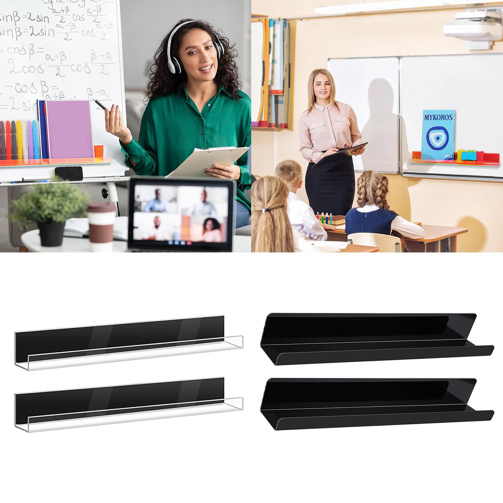Étagères Magnétiques Pour Tableau Blanc - Présentoir à Livres Ou Fournitures - Pour Salle De Classe, Bureau, Maison - Lot De 2