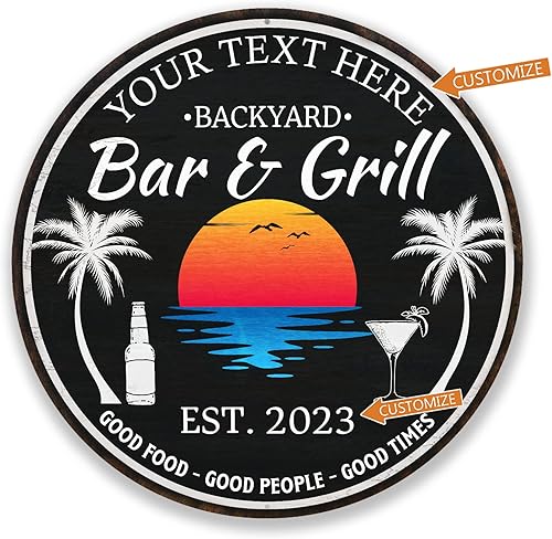 Miniatura 2 de Letrero personalizado para bar y parrilla en el patio trasero, letrero de bar, decoración de pared, letrero tropical, arte de pared de playa, placa