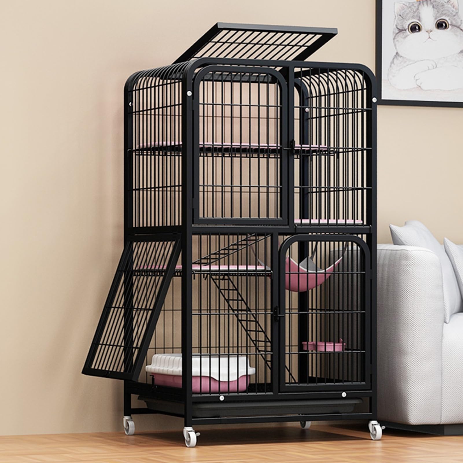Enclos pour chat extérieur anti-fuite grand catio 4 niveaux pour 1-3 chats