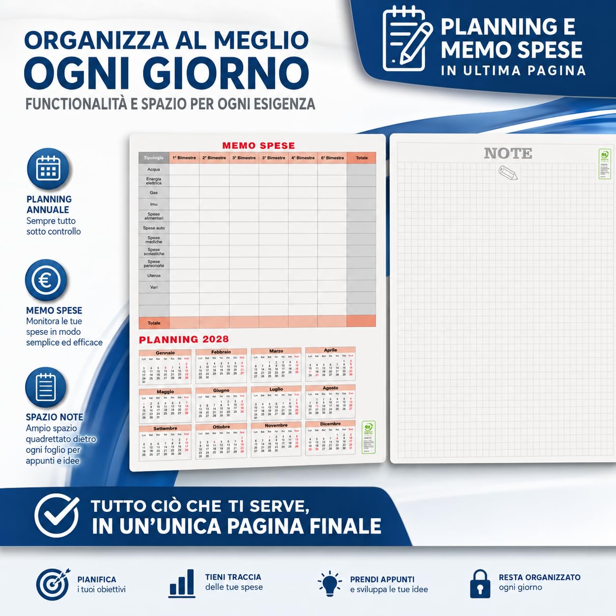 Calendari Personalizzati 2027 in Stock da 100 Pezzi Olandesi Grandi da Muro Notes sul Retro per Gadget Pubblicitari di Fine Anno e come Omaggio per i Clienti o Regali Aziendali | PA615