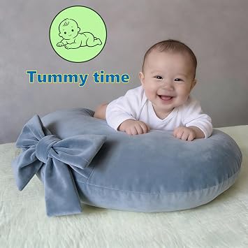 Nursing Pillow, U-Shaped Breastfeeding Support Cushion for Bottle & Breast Feeding (Blue Gray)