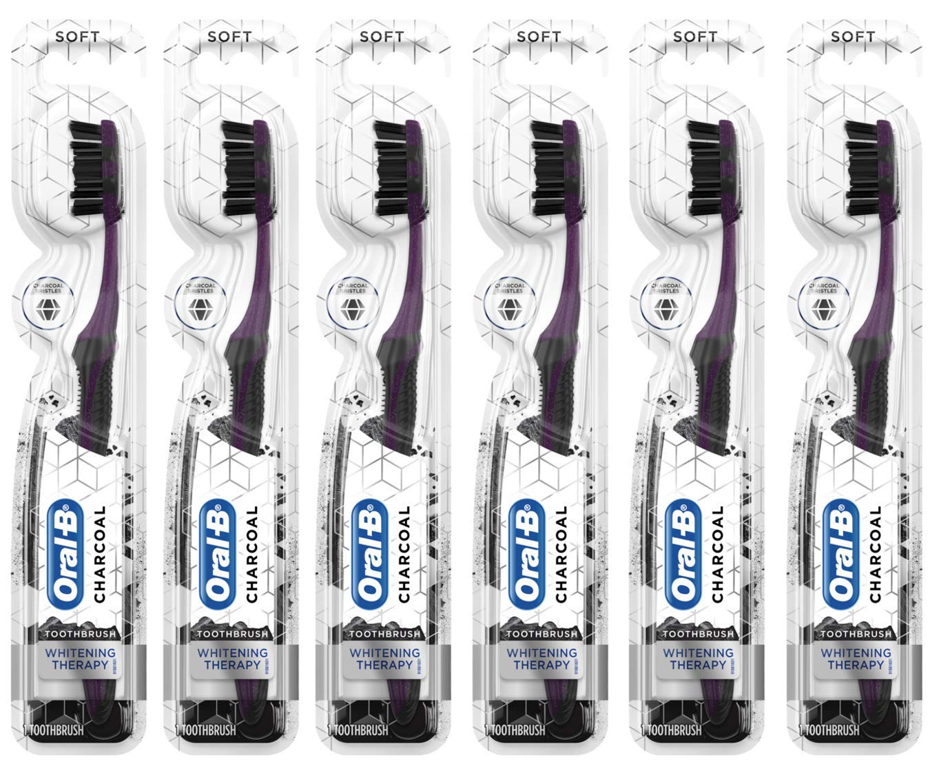 Oral-BCharcoal Whitening Therapy Toothbrush, 6 Count