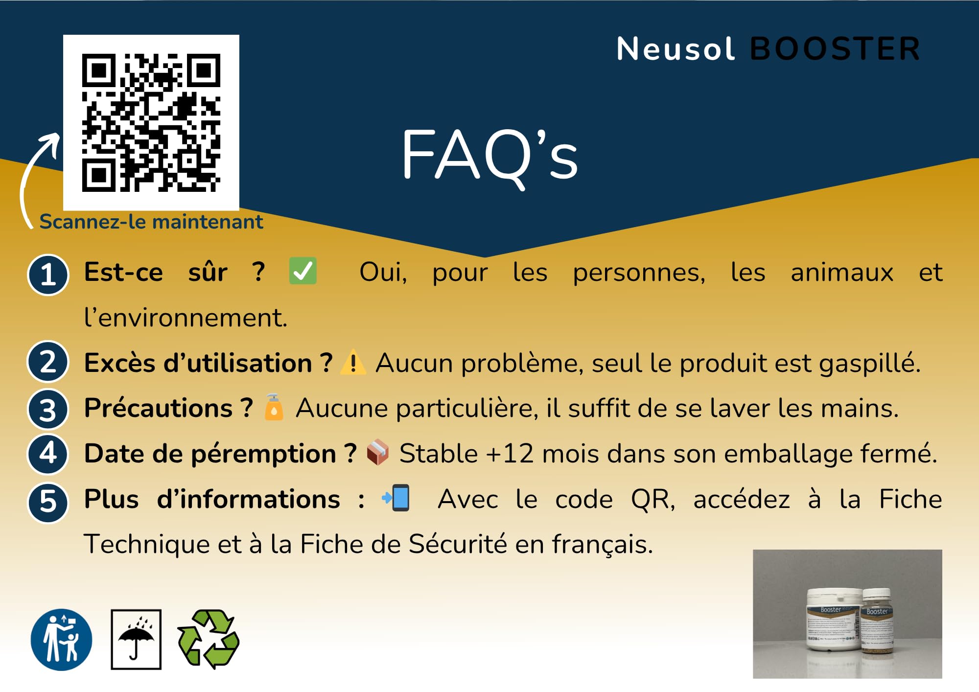BOOSTER - Traitement biologique avec enzymes actives qui élimine la cause des mauvaises odeurs et des résidus organiques dans la cuisine, lave-linge, tuyaux, seaux d'animaux - Usage domestique
