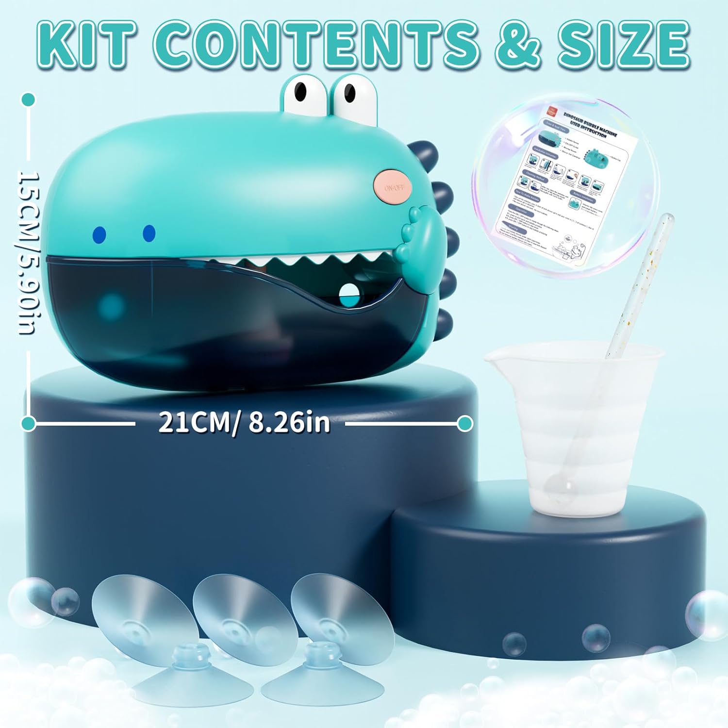 Lehoo Castle Toddler Bath Toys, Bath Bubble Machine, Dinosaur Bath Toys for Kids Ages 1-3, Bubble Maker for Bathtub, Toys for Boys Girls