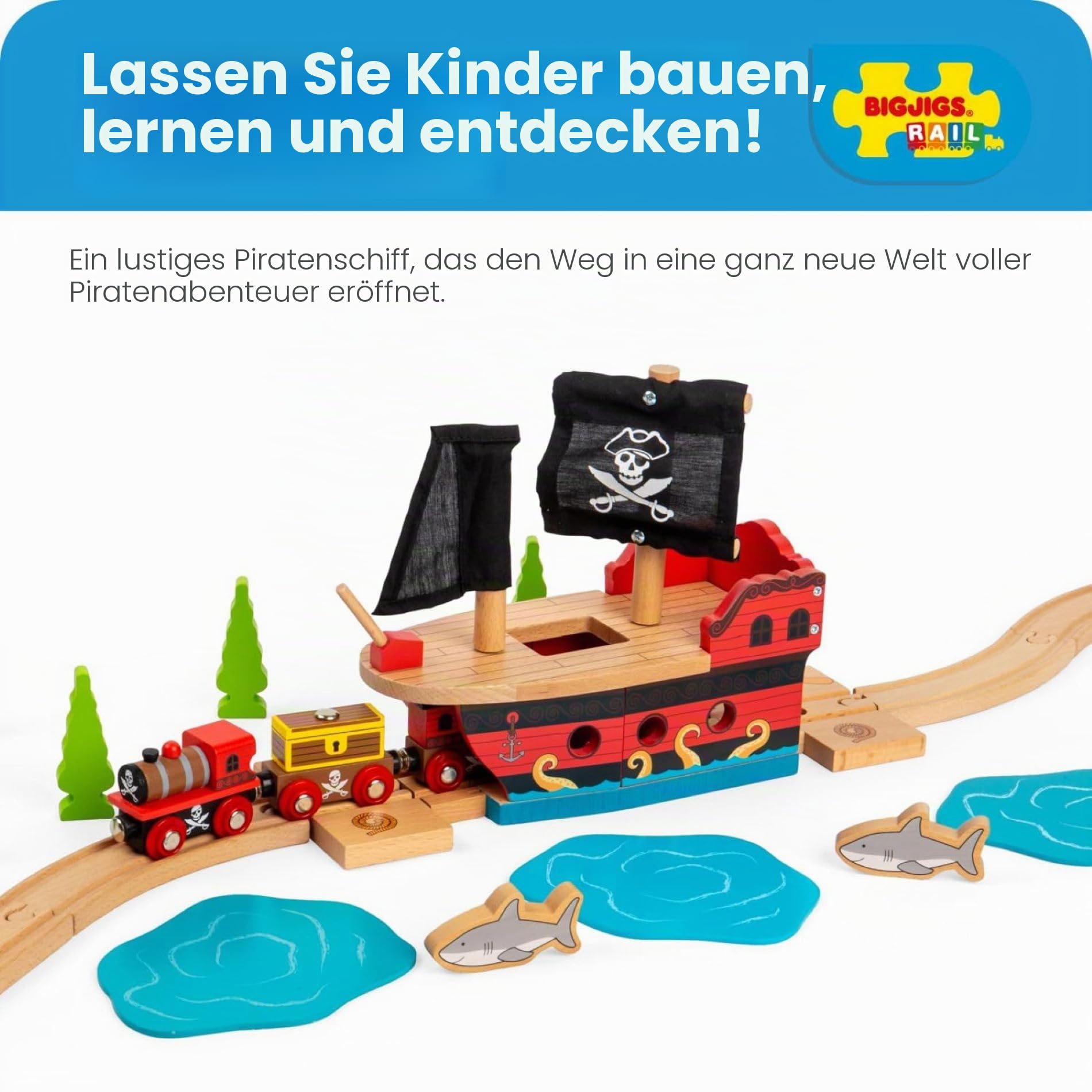Bigjigs Rail Freibeuter-Galeone, Holz-Zugzubehör