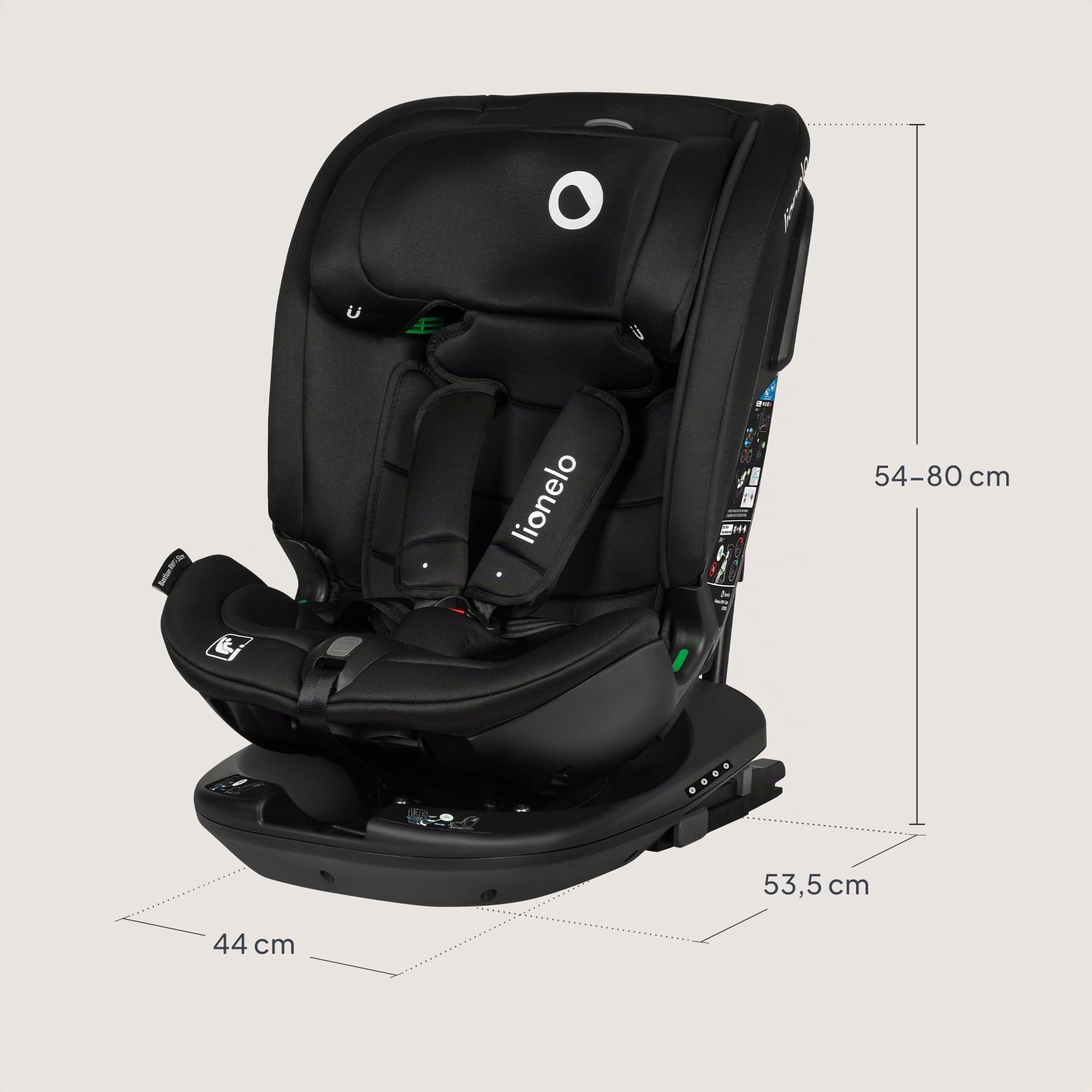 Lionelo BASTIAAN RWF I-SIZE Siège Auto Pivotant 360° 0-36 kg, ISOFIX | Montage Face et Dos à la Route, Groupe 0/1/2/3 (40 à 140 cm) TopTether, Réglage de l'Appui-Tête, de la Ceinture de Sécurité