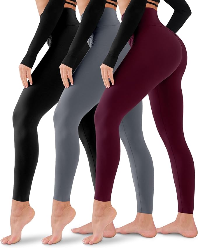 3 Pack Leggings for Women: High Waisted Tummy Control
