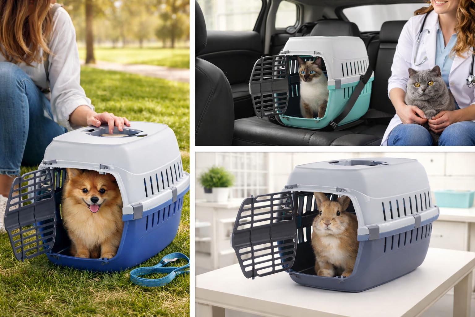 Cage de Transport Chat - Chien - Flamingo Noah 1 Multicolore - 32 x 49 x 30,5 cm - avec poignée - Clips de sécurité - Ouvertures Ventilation - Fentes Ceinture sécurité - fabriqué en Europe
