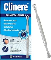 Clinere Ear Cleaners: Gentle Ear Wax Removal Tool, Flexible Scoop for Safe Cleaning, Itch Relief & Exfoliation, 10 Count Pack