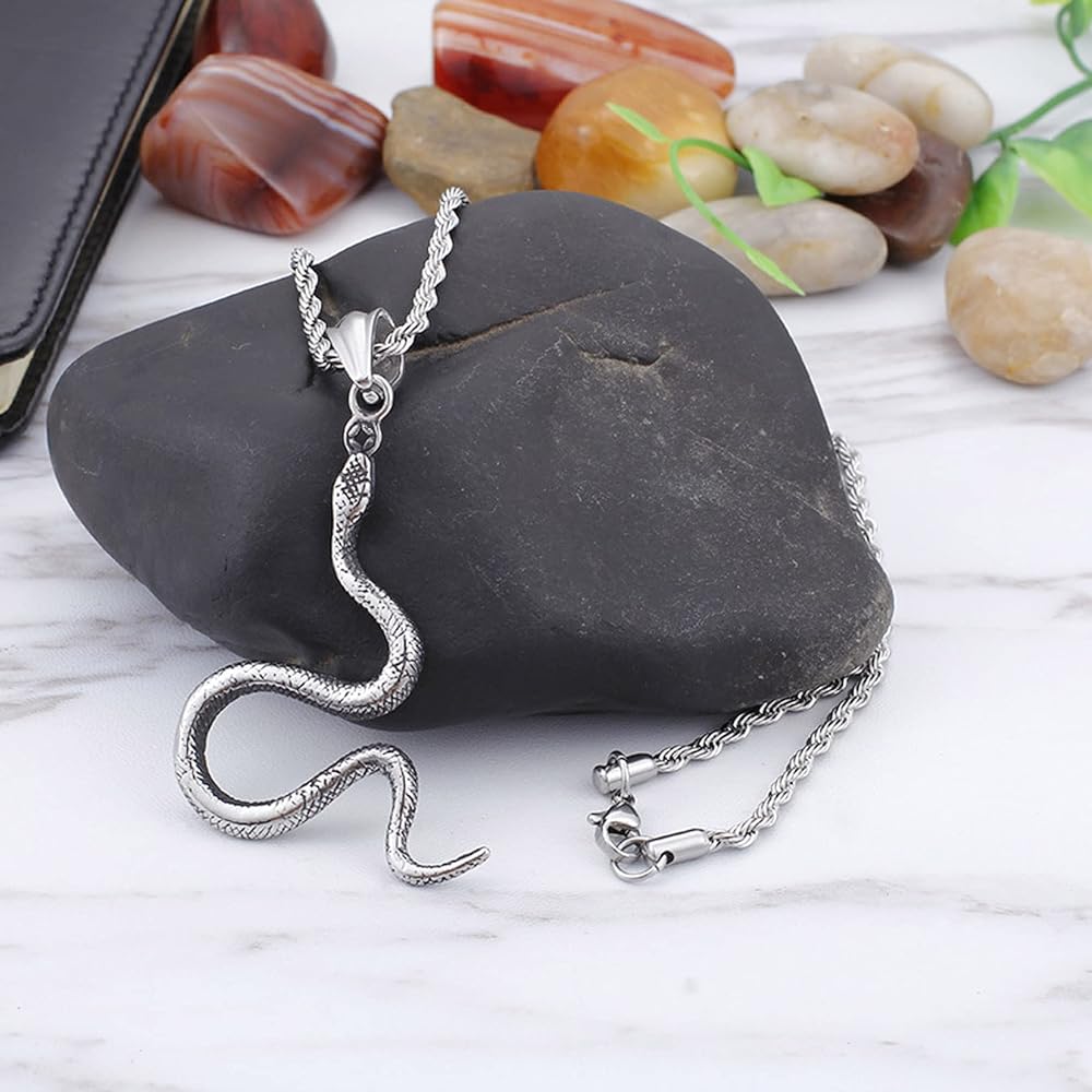 Amazon.co.jp: PW 精良SUS316L製 シルバー銀色 蛇 ヘビ スネーク