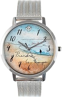 MONTRES | Montre Pour Femme avec Cristal Swarovski | Bracelet en Maille élégant | Boîtier en Acier inoxydable | Cadeaux Pour Femmes | Design Prendre Le Temps | Produit Québécois