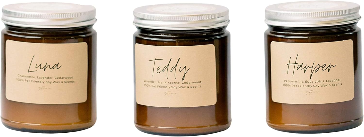 Gift For 100% Pet-Friendly Soy Wax Candles - Harper, Teddy & Luna Scent Collection Trio - Natural, Hand-Poured, Long-Burning Fragrance Gift Set - Handcrafted in Glass Jar - Home Aromatherapy - 6oz Jar