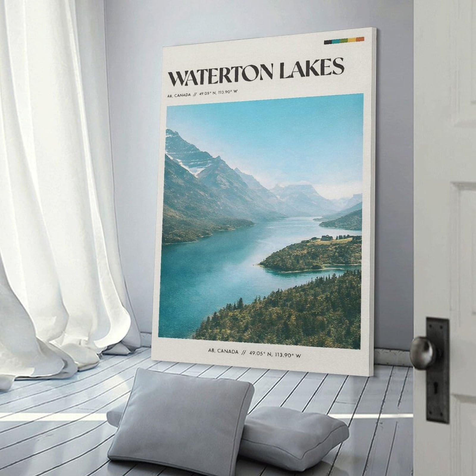 Junmoney Waterton Lakes National Park Wall Decor Canvas Print, 16x24inch(40x60cm), for Home Lounge, Bedroom Or Reading Nook, Decorative Artwork for Empty Walls