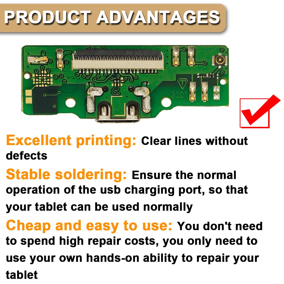 Remplacement du Port de Charge pour pour Galaxy Tab A 8.0 2019 T290 T295 SM-T290 SM-T295 Microphone Dock USB Connecteur Flex Cable Cable Board Pièce avec tournevistes