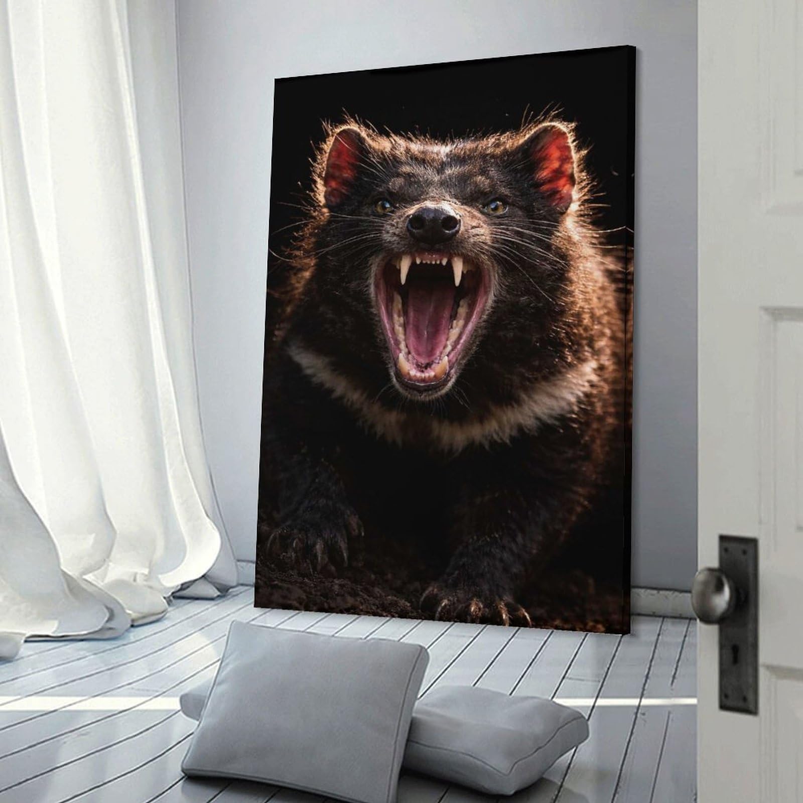 Junmoney Frame-Style-13 Tasmanian Devil Roaring Wall Art Print, 24X36inch(60X90cm), For Workspace Walls, Study Corners Or Bedrooms, A Smart Decor Choice For Study Walls