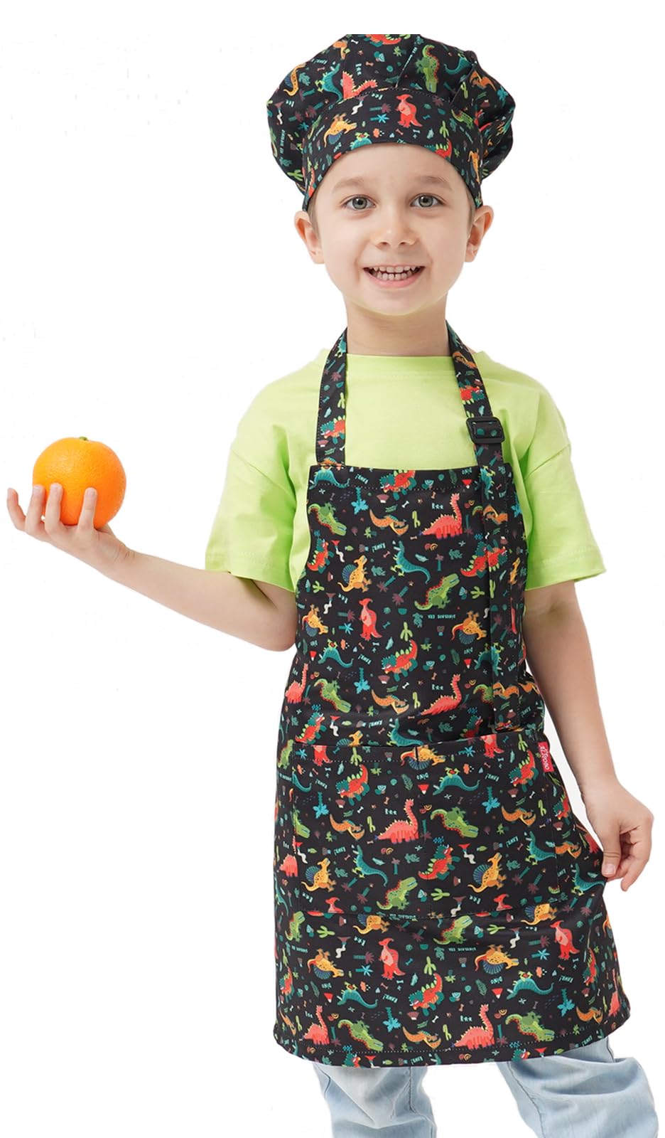 Kinderschürze und Kochmütze, Kochschürzen für Kinder, mit 2 Taschen, für Jungen, Mädchen, Kleinkinder, Malen, Backen
