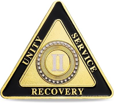 Triangle Glimmer Amber Dream Sobriety Coin | Celebrating Recovery and Personal Growth with AA Medallions | Ideal Sobriety Gift for Men and Women2 Year