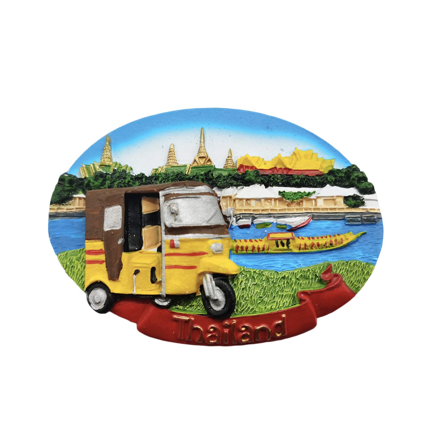 Wedarego Thailand Wedare Magnet 3D Oval Refrigerator Magnet Souvenir Resin Collection, Fridge Magnet Gift Magnetic Sticker Home Kitchen Decoration