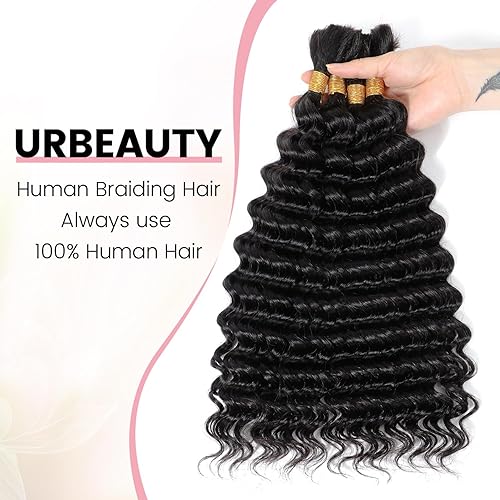 Miniatura 2 de Urbeauty Cabello humano trenzado de onda profunda para trenzar, cabello humano rizado para trenzas bohemias, sin nudosdiosamicrobohemiogitanosin
