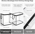 Large Heavy-Duty Thick Clear Plastic Storage Bags, Foldable Transparent Organizer Bins with Zipper Lid & Reinforced Handles, All-Purpose Storage for Clothes, Blankets, Moving and Closet Organization