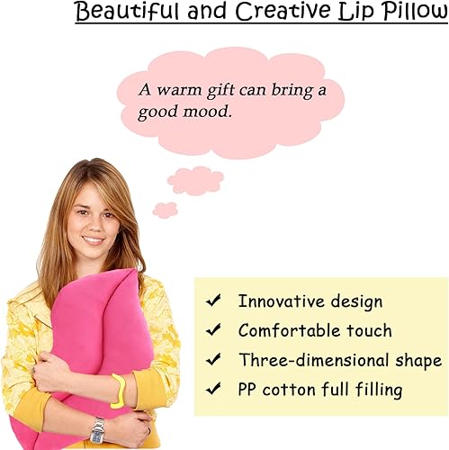 Miniatura 2 de zhidiloveyou Almohada de labios de peluche rosa almohada de cara sonriente cojín decorativo suave, 23.6 pulgadas