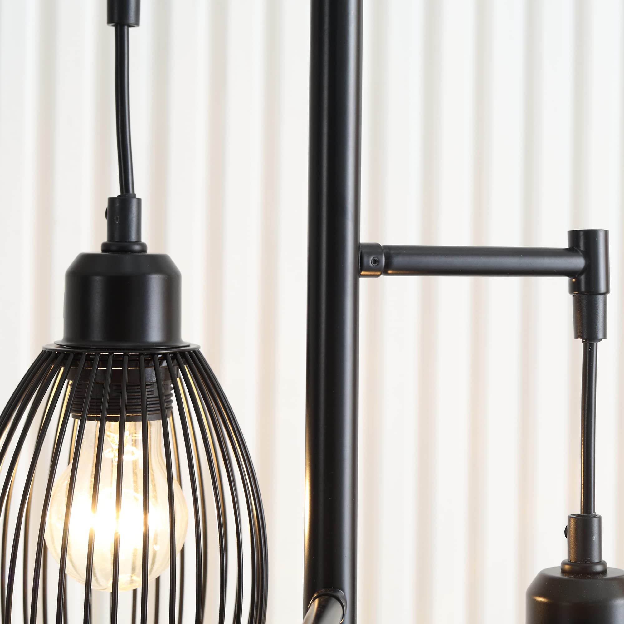 HOMCOM Lampada da Terra Industriale con 3 Paralumi, 30x30x170.5 cm, Nero | Intensità Regolabile, Piantana Lampada da Pavimento in Acciaio