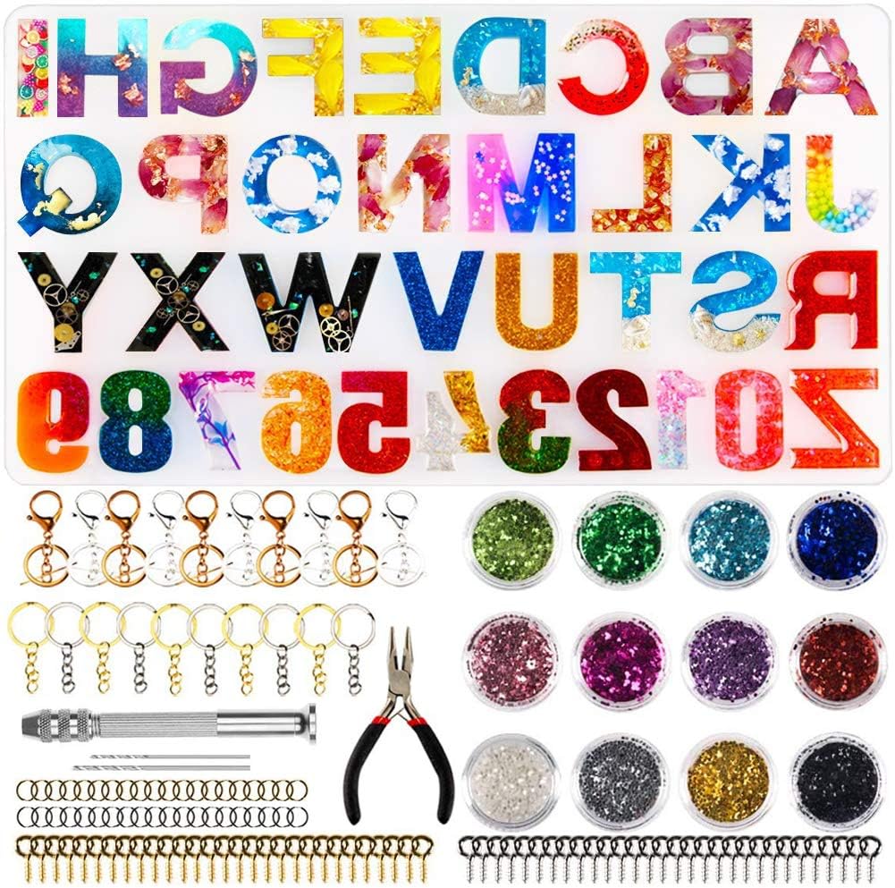 Kyrieval Resin Letter Molds Backwards Alphabet Silicone Mold for DIY Making Epoxy Resin Keychains Crafts Jewelry