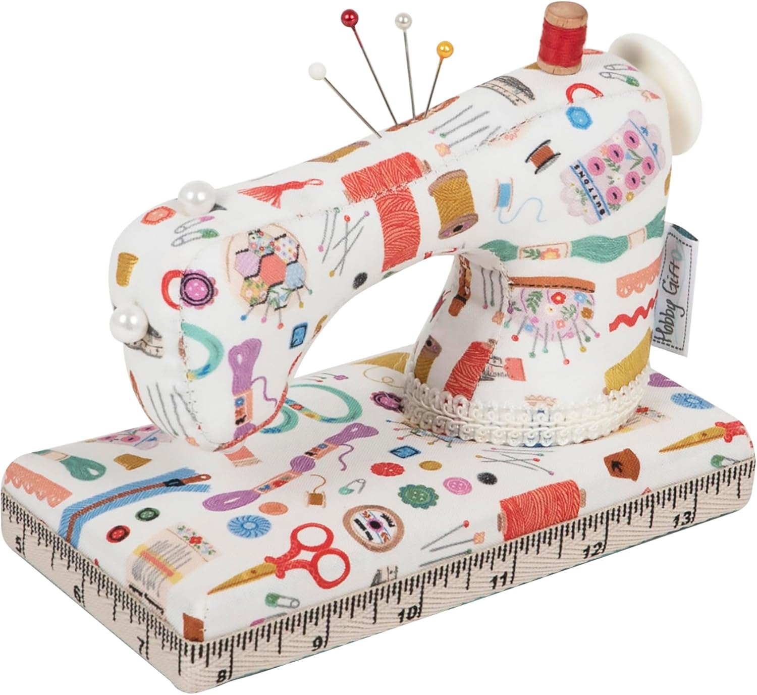 Hobby Gift Sewing Machine Shaped Pincushion Cotton Sewing Pin Cushion Decorative Needlecraft Accessory for Quilting Dressmaking and Craft Tables