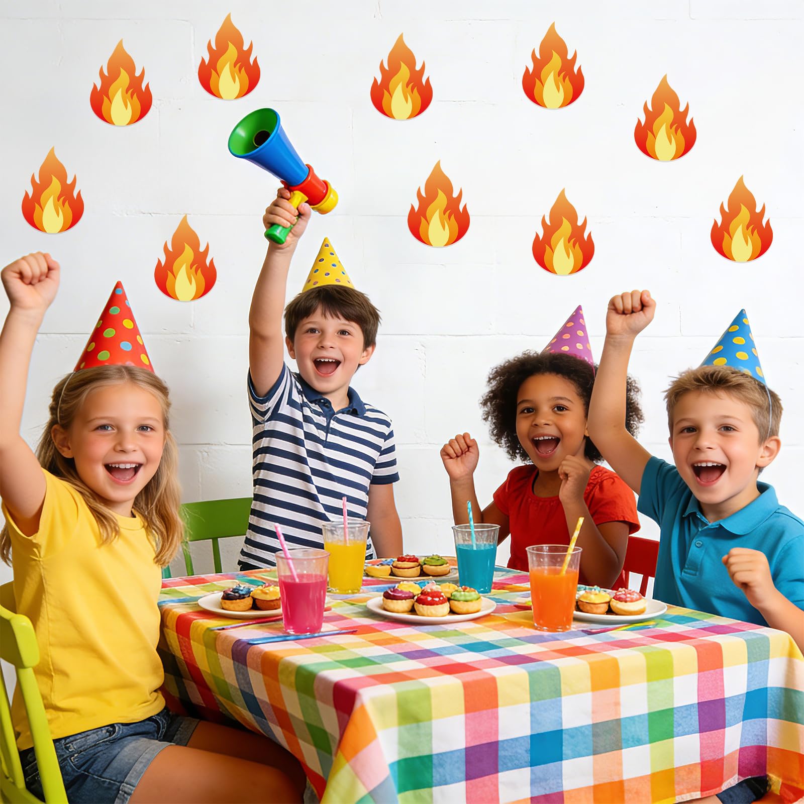 60pz Decorazioni Fiamme 12x8,5cm Carta Doppio Lato Sagome Fuoco per Bacheca Pompiere Tema Camion Decorazione Aule Artigianato