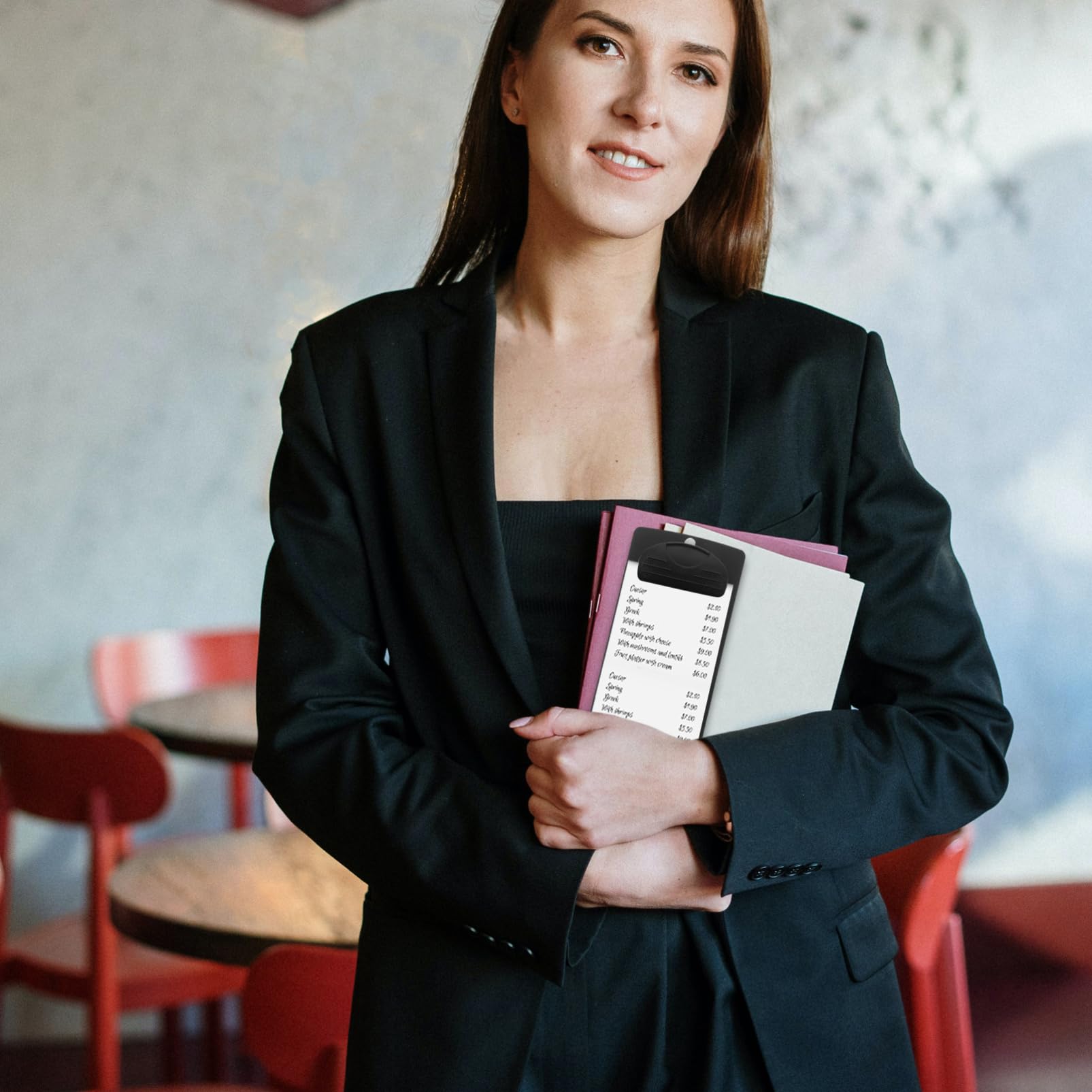 CHILDWEET 4pcs Menu Folder Pocket Size Clipboard Restaurant Menu Cover Clear Menu Holder Check Presenter Clipboard Writing Clipboard Restaurant Menu Holder Menu Covers Holder Black Plastic