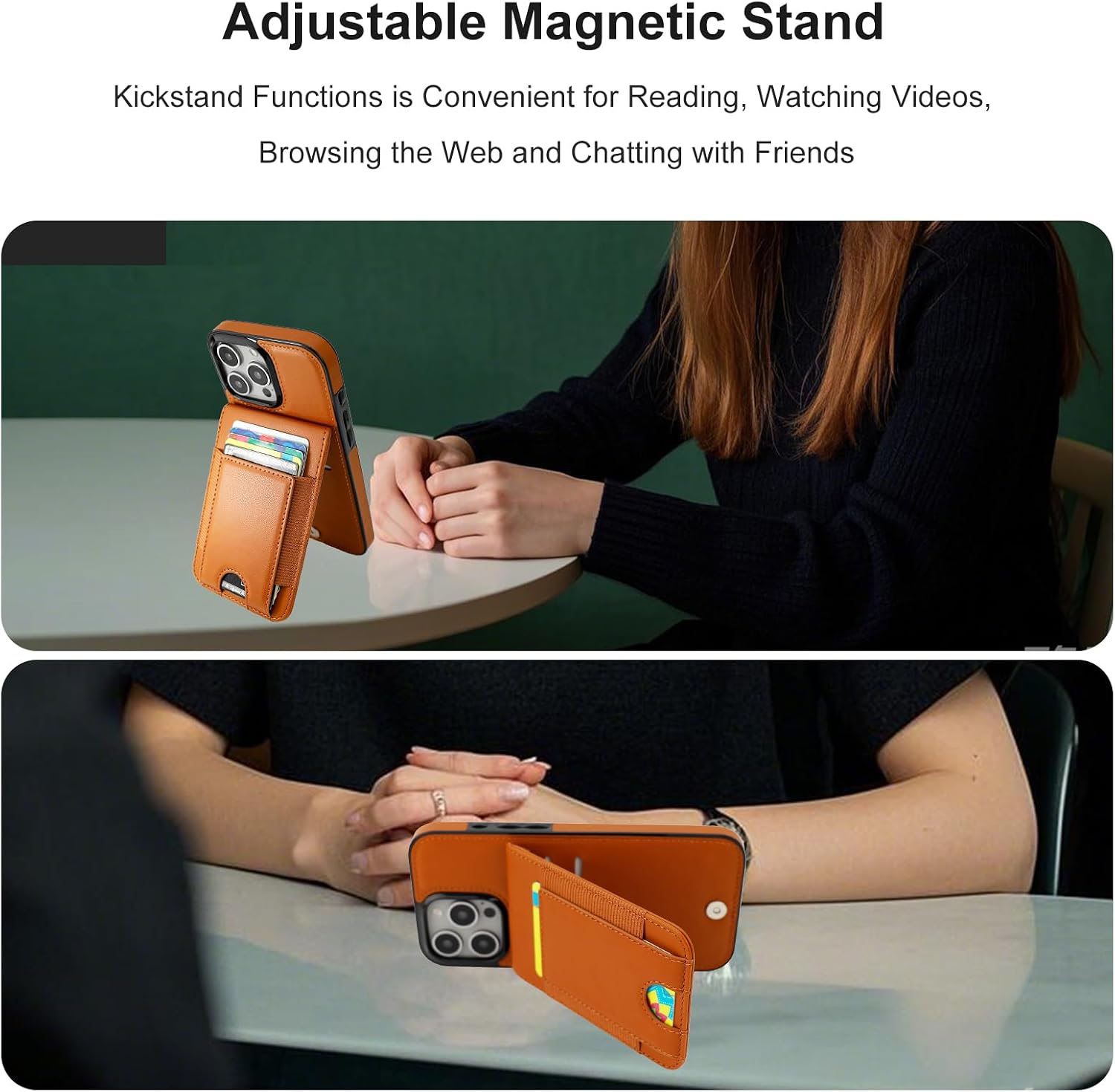KIHUWEY for iPhone 16 Pro Max Case Wallet with Card Holder, Large Capacity RFID Blocking Flip PU Leather Kickstand Magnetic Clasp Shockproof Protection Credit Card Slots Cover 6.7 Inch (Brown)